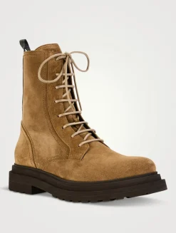 Suede Combat Boots