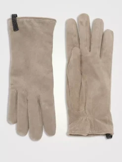 Suede Gloves With Monili
