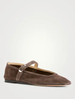 Suede Mary Jane Ballet Flats