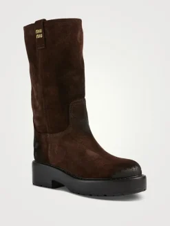 Suede Mid-Calf Boots