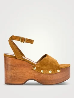 Suede Platform Wedge Sandals