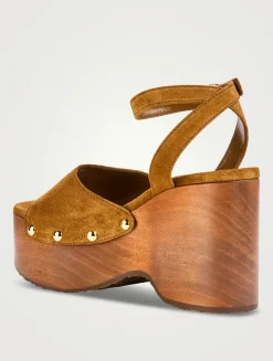 Suede Platform Wedge Sandals