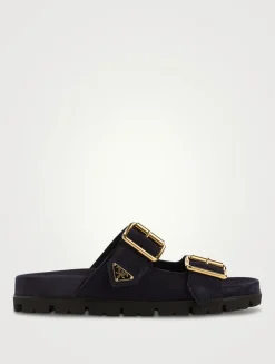 Suede Slide Sandals