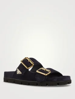 Suede Slide Sandals