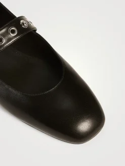 Supermoto Leather Mary Jane Ballet Flats