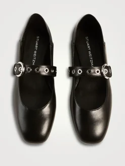 Supermoto Leather Mary Jane Ballet Flats