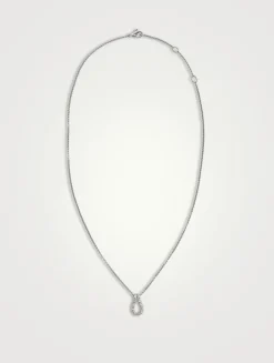 Surf Sterling Silver Link Pendant Necklace With Pavé Diamonds