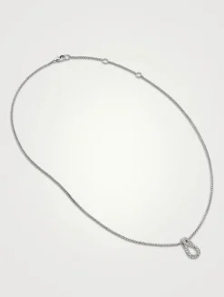 Surf Sterling Silver Link Pendant Necklace With Pavé Diamonds