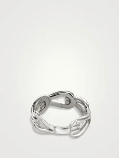Surf Sterling Silver Ring With Pavé Diamonds