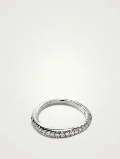 Surf Sterling Silver Ring With Pavé Diamonds