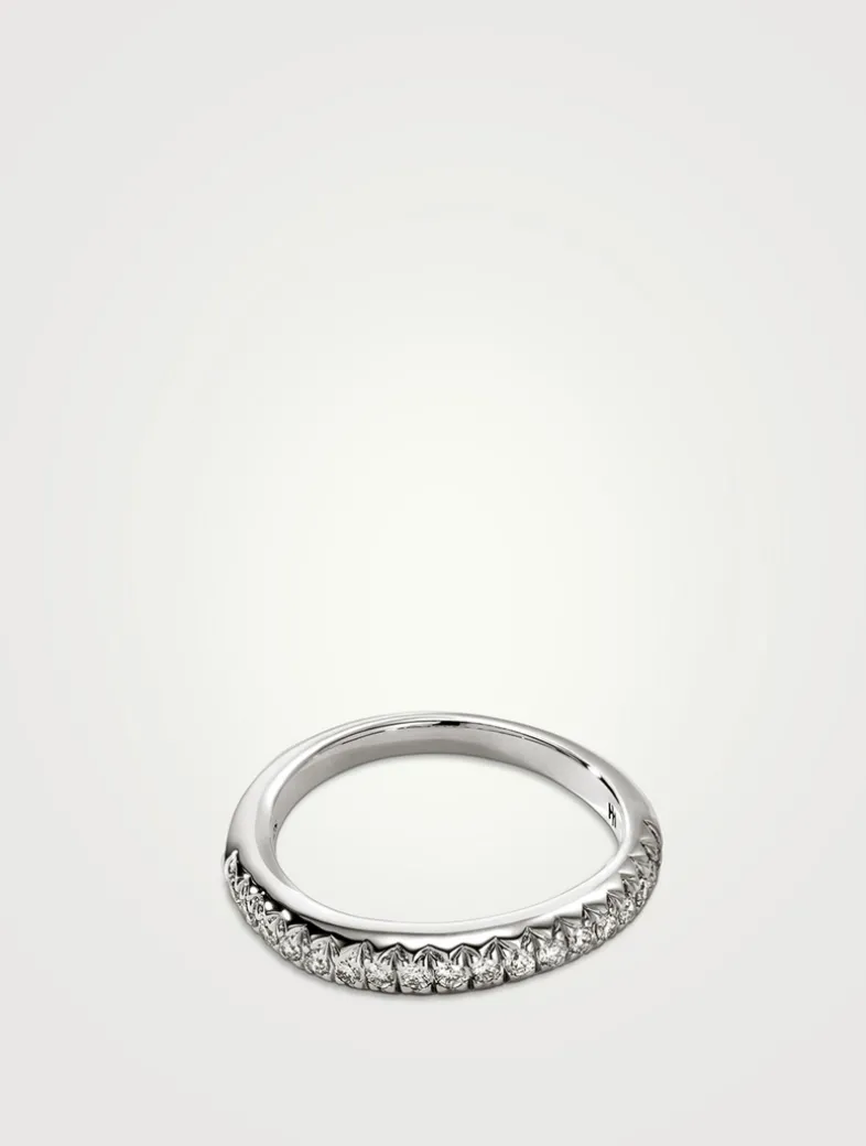 Surf Sterling Silver Ring With Pavé Diamonds