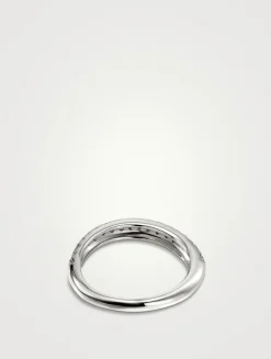 Surf Sterling Silver Ring With Pavé Diamonds
