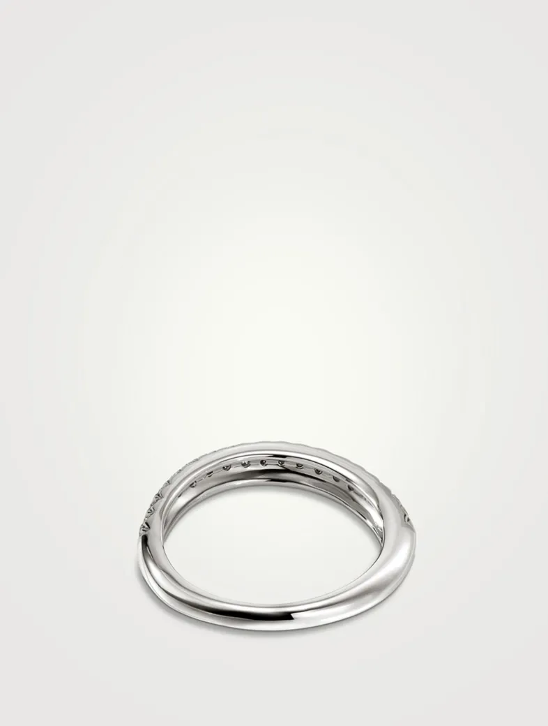 Surf Sterling Silver Ring With Pavé Diamonds