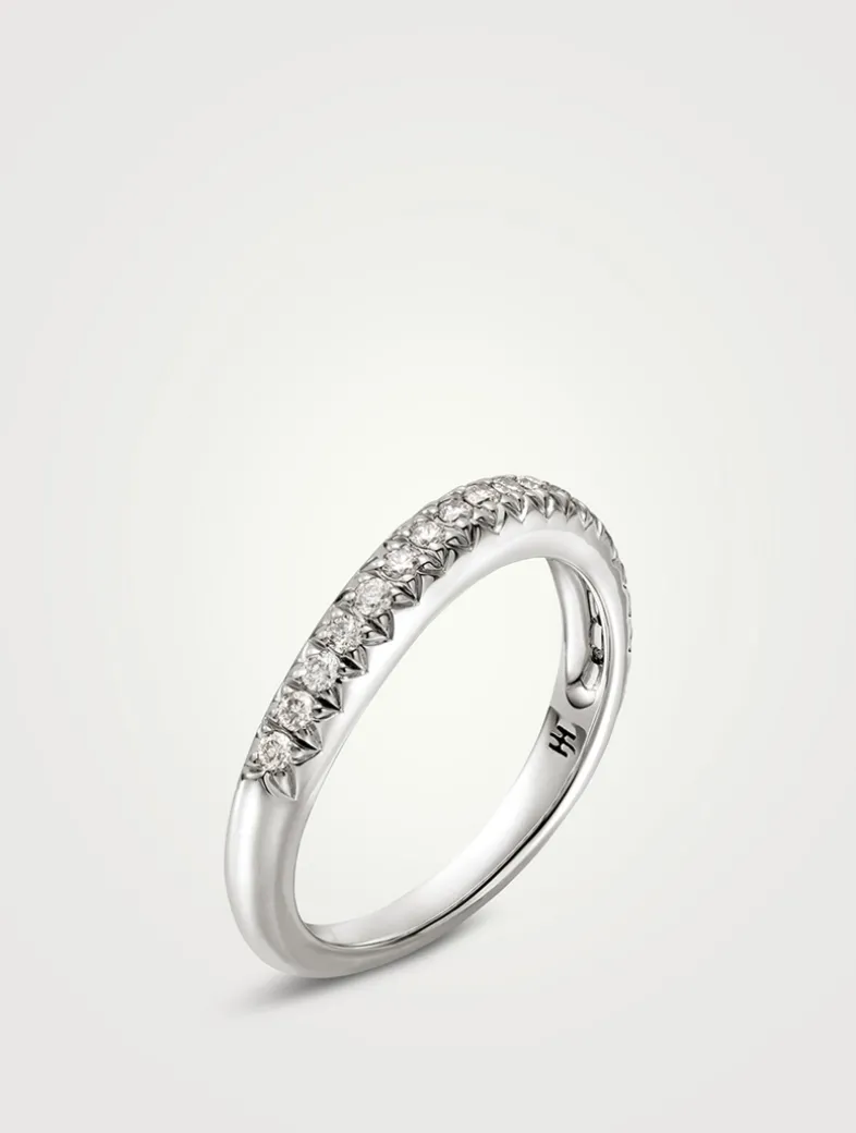 Surf Sterling Silver Ring With Pavé Diamonds
