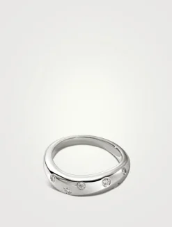Surf Sterling Silver Scattered Diamond Ring