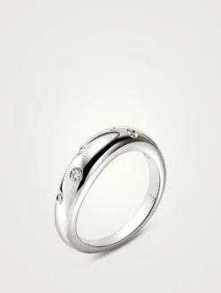 Surf Sterling Silver Scattered Diamond Ring