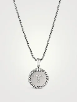 T Initial Charm In Sterling Silver With Pavé Diamonds
