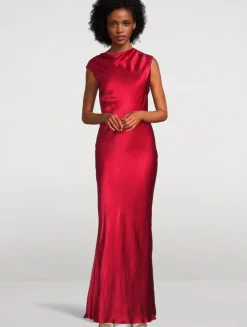 Tatum Cowl-Back Satin Gown