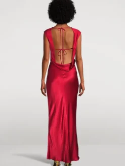 Tatum Cowl-Back Satin Gown
