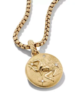 Taurus Amulet In 18k Yellow Gold With Diamonds