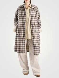 Tavishina Silk Cotton Coat In Plaid Print
