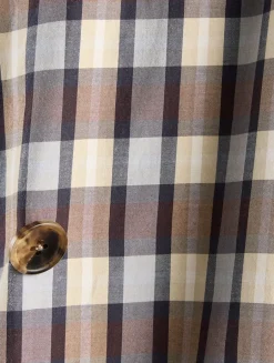 Tavishina Silk Cotton Coat In Plaid Print