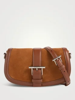 T-Bar Suede and Leather Crossbody Bag