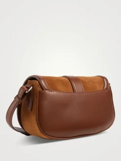 T-Bar Suede and Leather Crossbody Bag