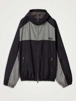 Technical Silk Zipper Blouson Jacket