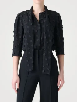 Techno Georgette Tie-Neck Shirt