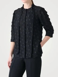 Techno Georgette Tie-Neck Shirt