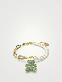 Teddy Bear Faux Pearl And Crystal Bracelet
