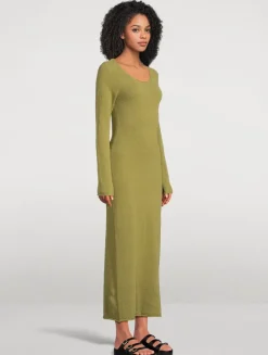 Textured Knit Long-Sleeve Dress