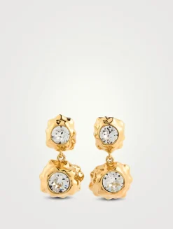 Textured Scramble Crystal Double Drop Earrings