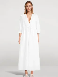 The Cinched Poplin Maxi Dress