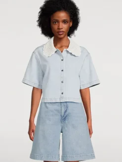 The Crochet Collar Denim Shirt