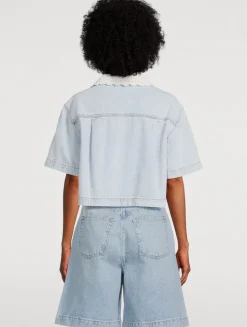 The Crochet Collar Denim Shirt