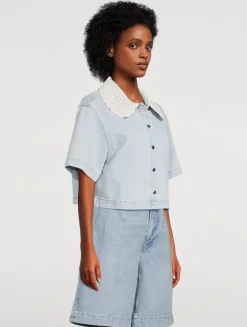The Crochet Collar Denim Shirt