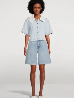 The Crochet Collar Denim Shirt