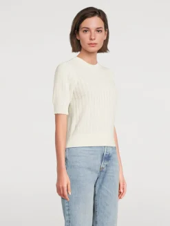 The Ladder Pointelle Cashmere Sweater