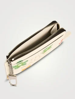 The Leather Zip-Top Wallet In Wild Daisy Print