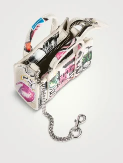 The Nano Leather Tote Bag Charm In Sticker Print