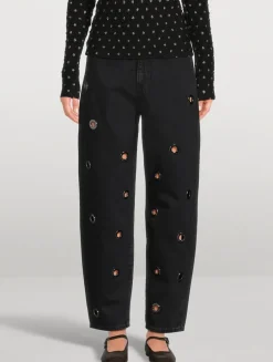 The Narrow Grommet Barrel-Leg Jeans