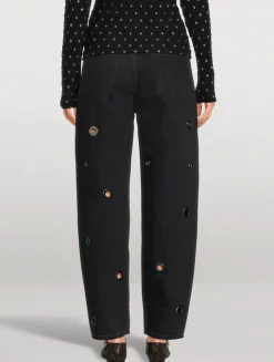 The Narrow Grommet Barrel-Leg Jeans