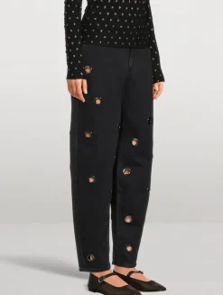The Narrow Grommet Barrel-Leg Jeans