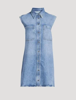 The Sleeveless Denim Shirt Dress