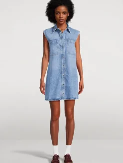 The Sleeveless Denim Shirt Dress