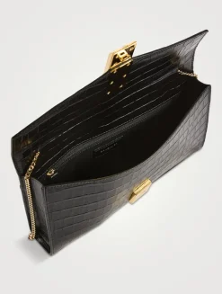 The Vancouver Croc-Embossed Leather Clutch