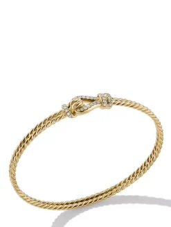 Thoroughbred Loop Bracelet In 18k Yellow Gold With Diamonds, 4.5mm