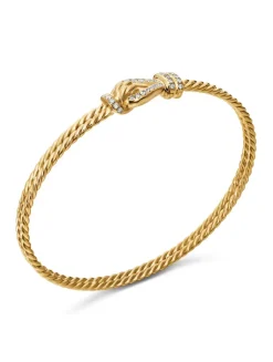 Thoroughbred Loop Bracelet In 18k Yellow Gold With Diamonds, 4.5mm